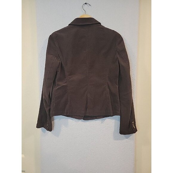 ANN TAYLOR Women SZ 4 Brown Cotton Button Corduroy Blazer Office Preppy - Picture 6 of 6